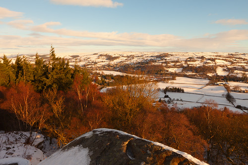 morning blue trees houses winter light sky orange white snow black cold green ice nature yellow architecture clouds sunrise landscape golden early frozen rocks warm village fields canonef2470mmf28lusm drystonewalls nidderdale yorkshiredales hedges pateleybridge canon5dmkii noughtbank