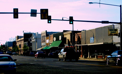 street city sunset oklahoma architecture buildings evening town downtown main small historic durant