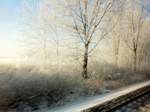 winter snow window nature train countryside railway