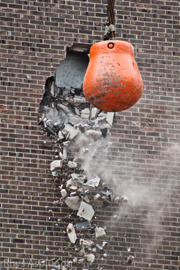The wrecking ball on the construction site