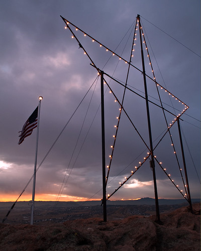 sunset lights star colorado holidays flag american castlerock