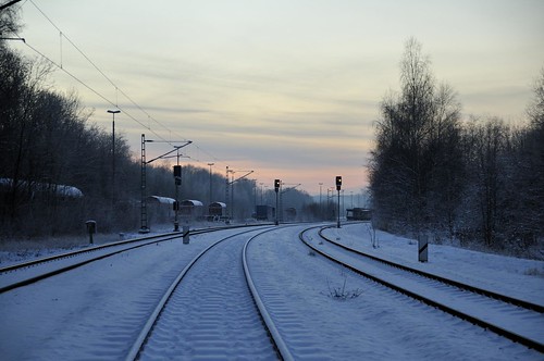 schnee sunset snow train sonnenuntergang sundown zug siding abstellgleis