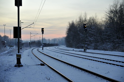 schnee sunset snow train sonnenuntergang sundown zug siding abstellgleis