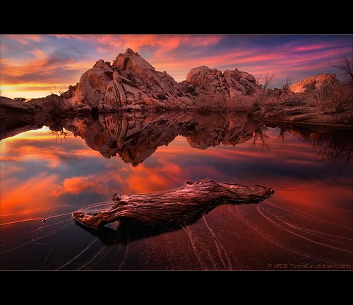 california sunset landscape nationalpark log rocks desert scenic joshuatree hoodoo afterglow barkerdam underlight