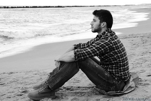 sea portrait sky blackandwhite beach water shirt clouds sadness sand rocks tears waves cigarette salt thoughtful handsome smoking jeans shore future thinking depression worried marco softfocus past goodlooking nicotine concerned calvinklein francavilla francavillaalmare marcods