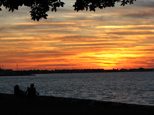 park sunset sky water pier florida fl powershots3is