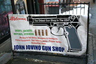 New York City, Manhattan, Little Italy, 183 Grand St. : " John Jovino Gun Shop "