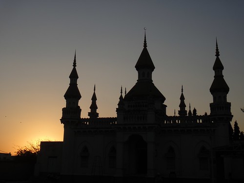 sunset india architecture zeiss mosque spanish carl cordoba hyderabad domes masjid minarets deccan carlzeiss paigah hispanicstyle spanishmosque masjidiqbaluddaula