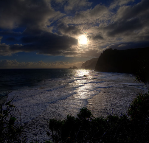 ocean beach sunrise hawaii tropical bigisland pololuvalley vertorama