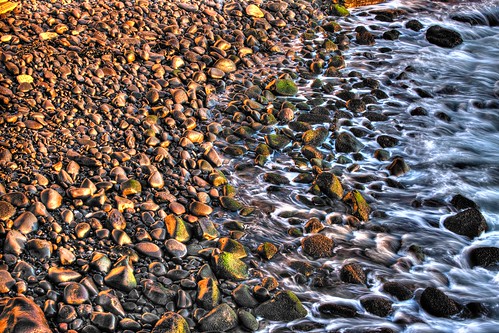 ocean blue sunset orange green water rock wave australia victoria flowing discoverybay hdr limestonecoast bridgewater
