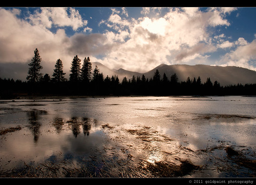 sun lake storm mountains reflection tree water grass northerncalifornia clouds weed forrest wind shasta opening 2470mmf28 siskiyoumountains mounteddy d700 goldpaintphotography