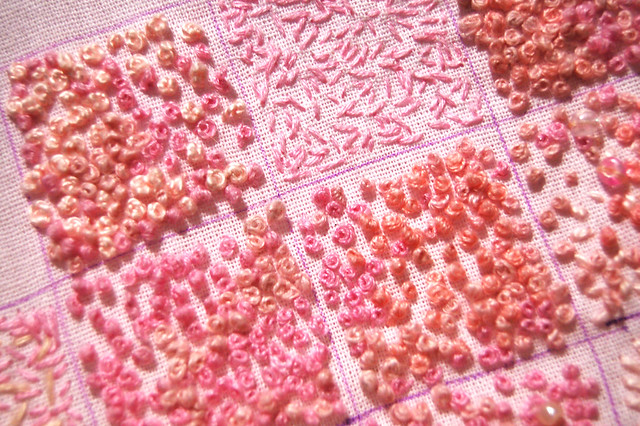 Detail inchie embroidery in pink made by iHanna