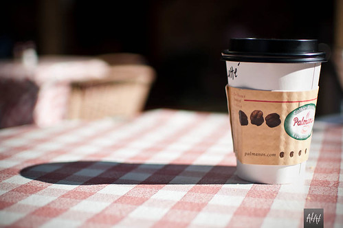 shadow cup coffee sunrise table beans nikon picnic winterpark cloth latte checkered d40 35mmf18g palmanos