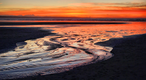 sunset sea beach sand stream pentax devon sauntonsands k20d