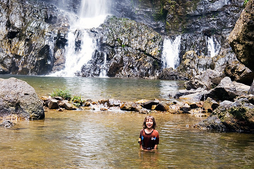 The boy at the waterfall