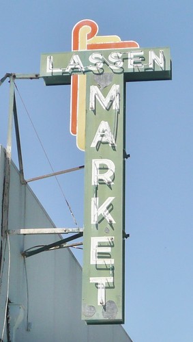 california food sign advertising store neon market fivepoints lassenmarket