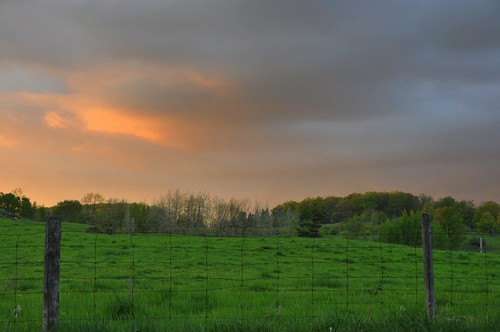 sunset ontario canada green field clouds farm peterborough