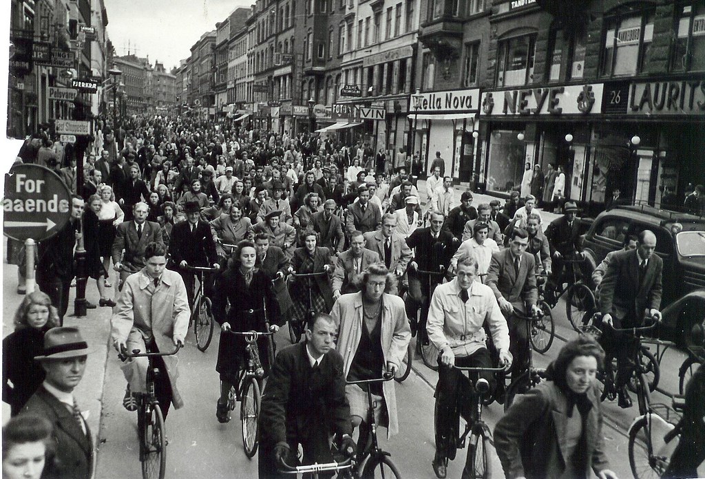 Copenhague à vélo dans les années 1940.