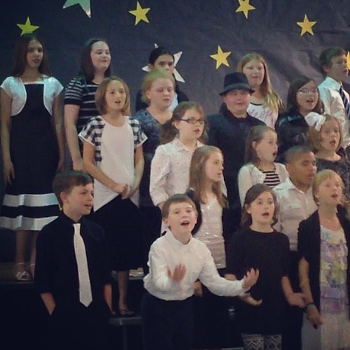 Got to see the honors choir do a mini concert today. That's my boy James in front with a flair for the dramatic. :)