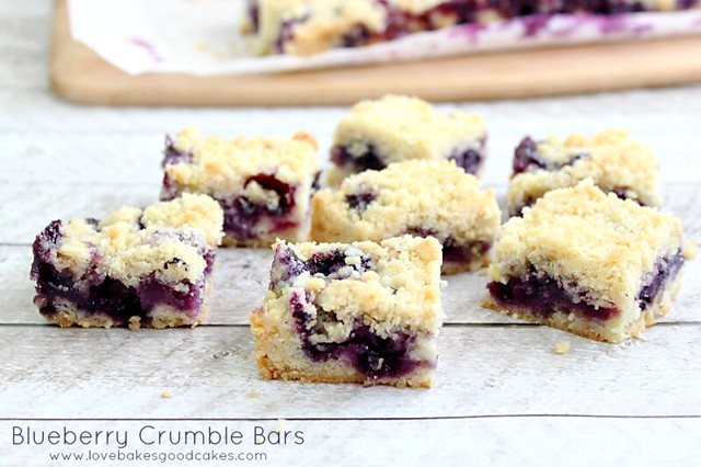 Blueberry Crumble Bars laying on counter.