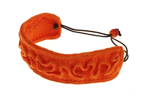 Orange crocheted bracelet