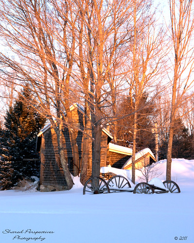 winter snow sunrise wagon shed maine newfieldmaine