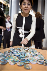 Women's Day badges were available for MEPs, members of the press as well as the general public