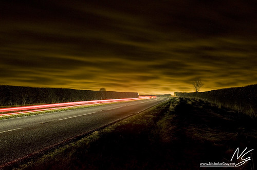 road light england tree car night clouds rural landscape lincolnshire explore trail pollution explored
