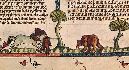 Unicorn fights Bears. bas de page. France c. 1475-1525. BL