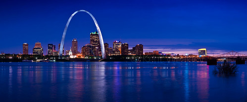 city blue reflection st night river mississippi photography louis photo pano stlouis panoramic hour