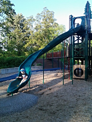 Boy on a big slide