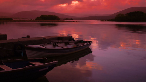 sunset galway boats twilight lough corrib landscapelovers