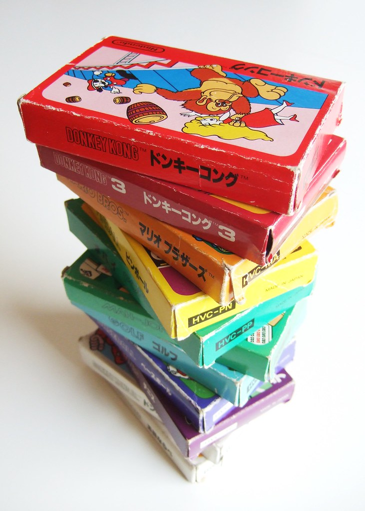 Stack of Famicom games