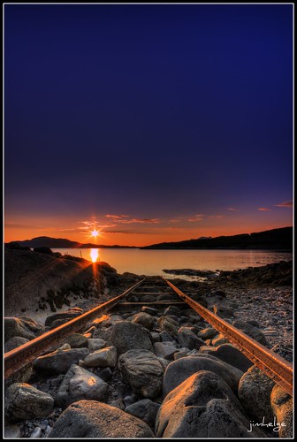 ocean sunset sea water norway clouds photoshop canon norge stones rail photomatix fagervika leirfjord eos550d