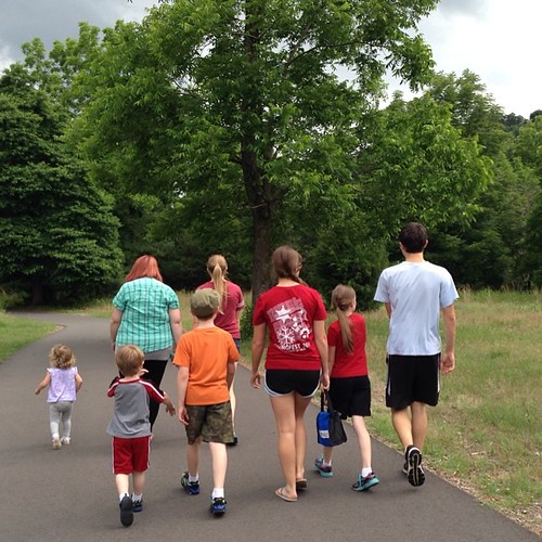 Walking at Two Rivers with this motley crew and hoping it doesn't rain before we get back!