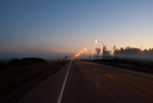 road morning ontario canada lamp car fog sunrise early highway farm line canadapt