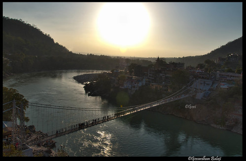 bridge sunset india hdr ganges rishikesh lakshman jhula