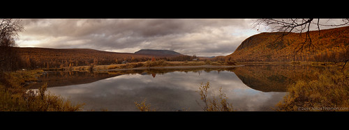 autumn sky panorama mountain reflection water clouds forest river bush sweden fell ruska vindelälven 6ex vasterbottens 52kmeofumfors