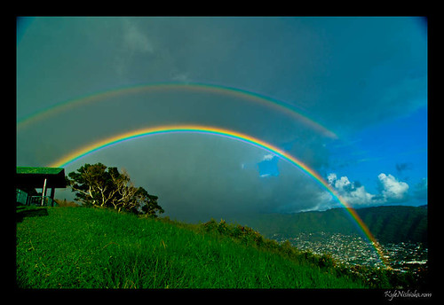hawaii rainbow nikon honolulu doublerainbow hdr roundtop alltheway whatdoesitmean puuualakaa d7000 kylenishiokacom