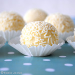 Hand-made lemon meringue white chocolate truffles