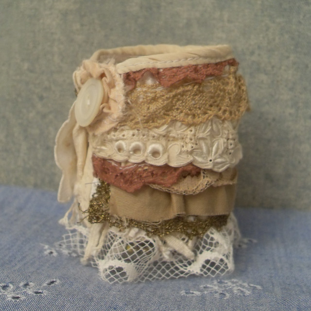 ruffled wrist cuff from salvaged textiles | Flickr - Photo Sharing!
