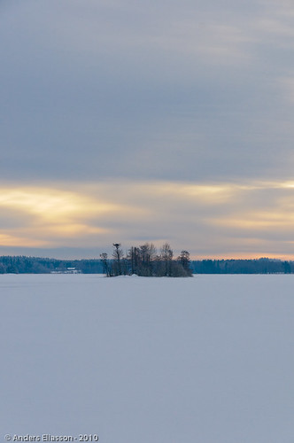 winter lake snow ice clouds island sweden småland växjö