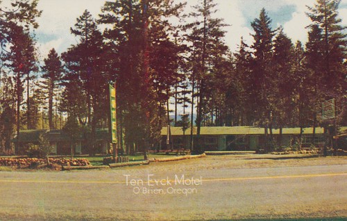 oregon vintage postcard motel obrien streetview redwoodhighway teneyck us199