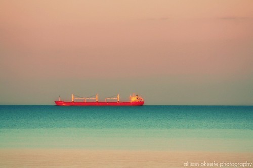 blue sunset red lake water contrast michigan picnik lakehuron freighter lexingtonmichigan