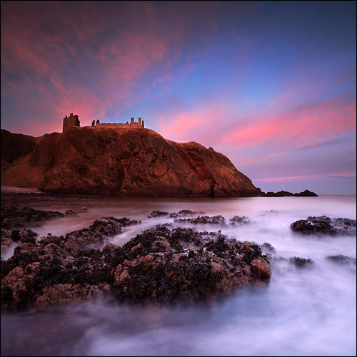pink blue sunset red sea sky cliff cloud sun moon castle beach wet water stone wall set canon island bay coast scotland weed long exposure aberdeenshire fort angus north shingle rocky fluffy east coastal shore keep inlet loch rise setting inland stronghold dri stoney dunnottar clyne colorphotoaward impressedbeauty vertorama