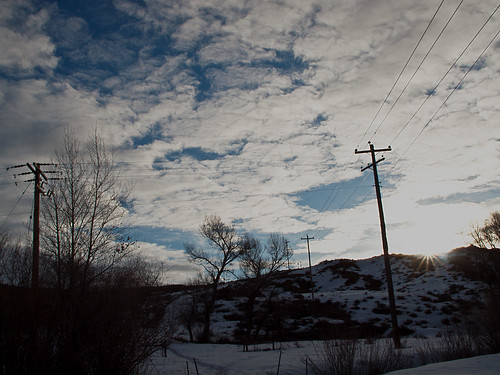 winter sky snow clouds sunrise cables wyoming evanston evanstonwy uintacounty evanstonwyoming bearriverstatepark annoyingcables mar2011 photoaday2011 plurkpad2011 cablelicous