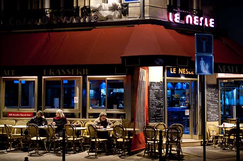 Paris café at night