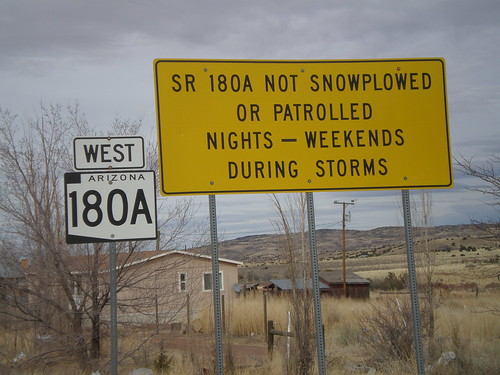 arizona sign warning shield snowplow snowremoval concho arizonastatehighway az180a