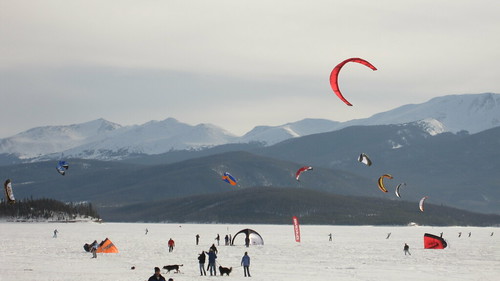 Kite surfing contest, Lake Dillon