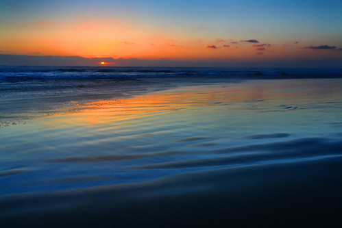 blue sunset sky orange beach water oregon canon florence surf waves heceta